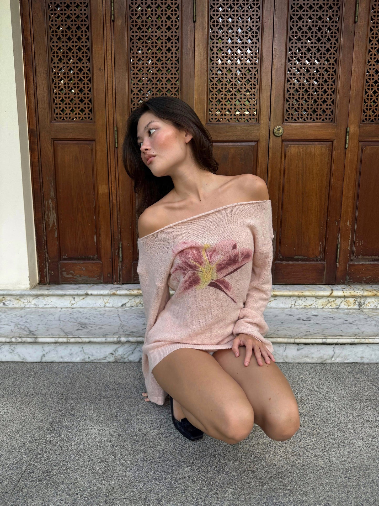 Lily Flower Knitted Sweater