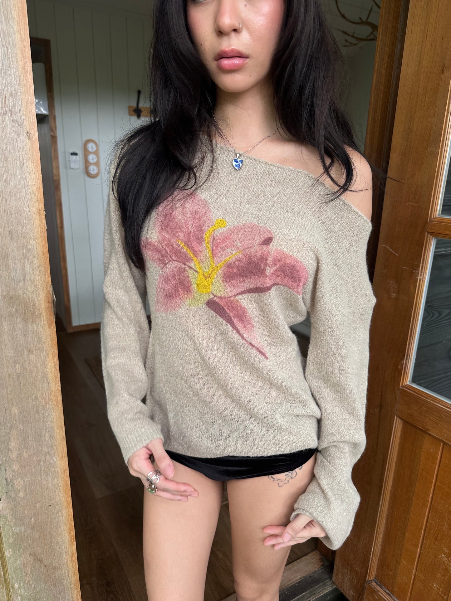 Lily Flower Knitted Sweater