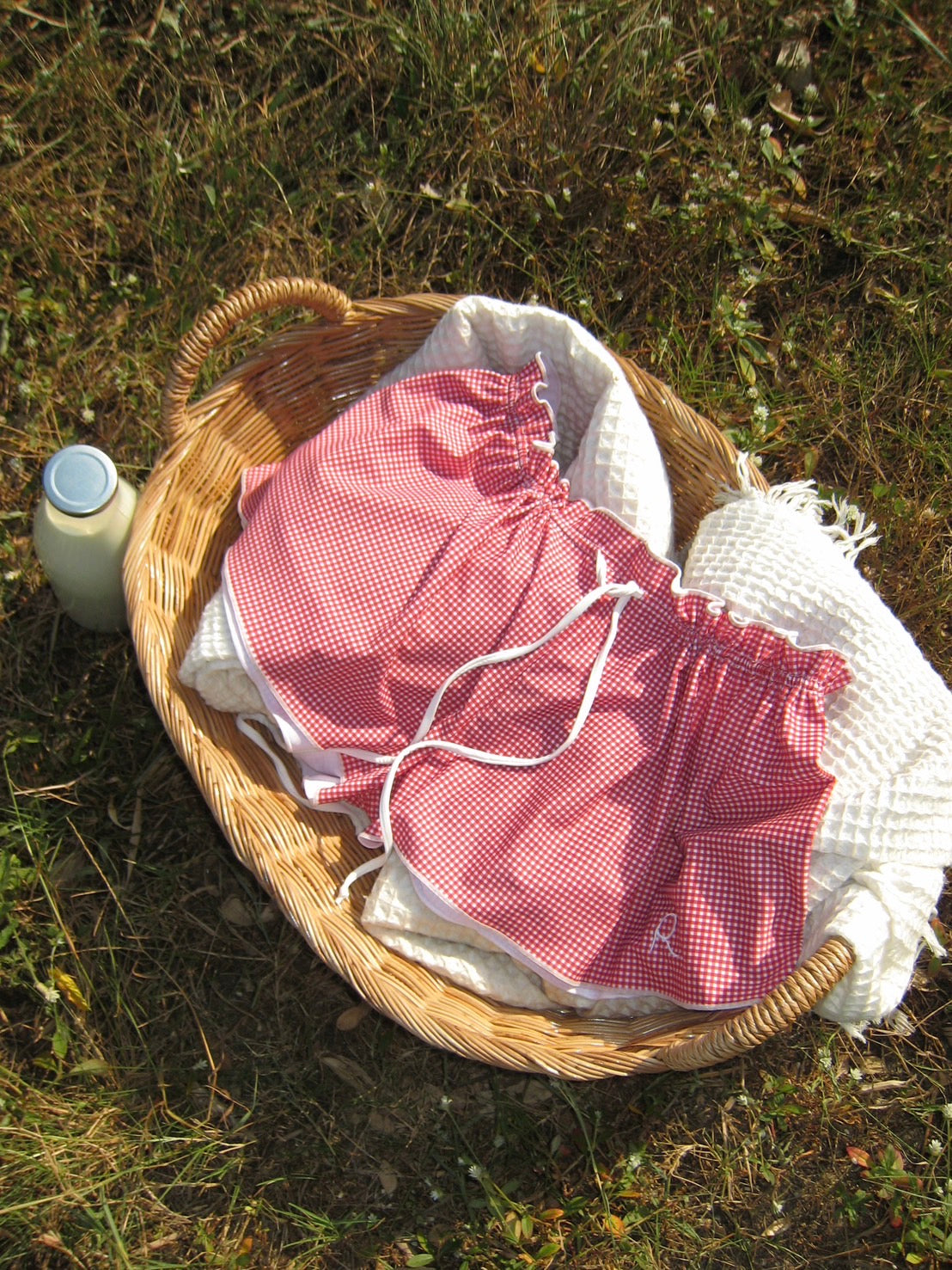 Gingham Ruffled Swim Shorts