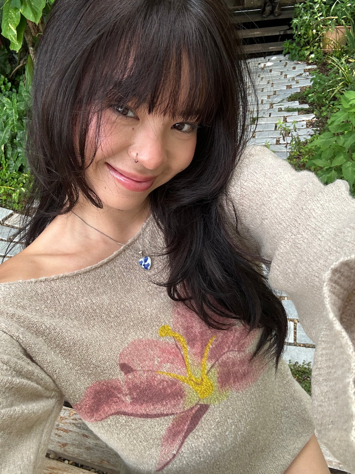 Lily Flower Knitted Sweater